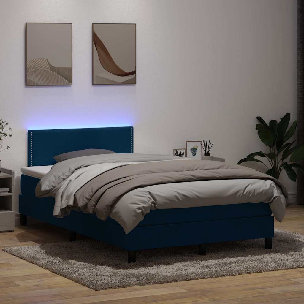 vidaXL Boxspring met matras en LED fluweel lichtgrijs 180x210 cm
