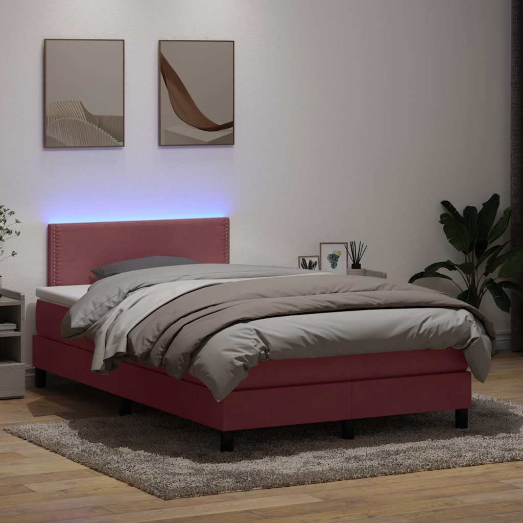 vidaXL Boxspring met matras en LED fluweel lichtgrijs 180x210 cm
