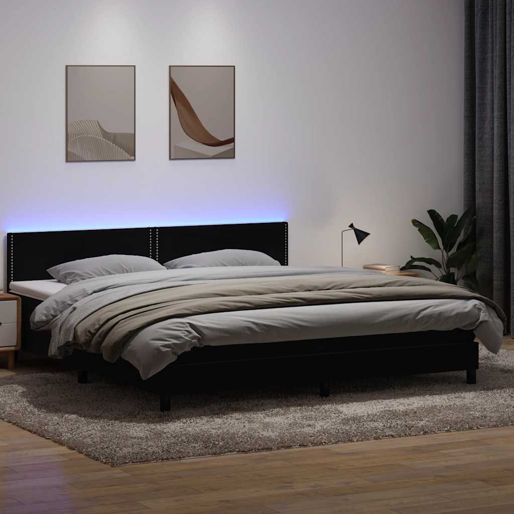 vidaXL Boxspring met matras en LED fluweel lichtgrijs 180x210 cm