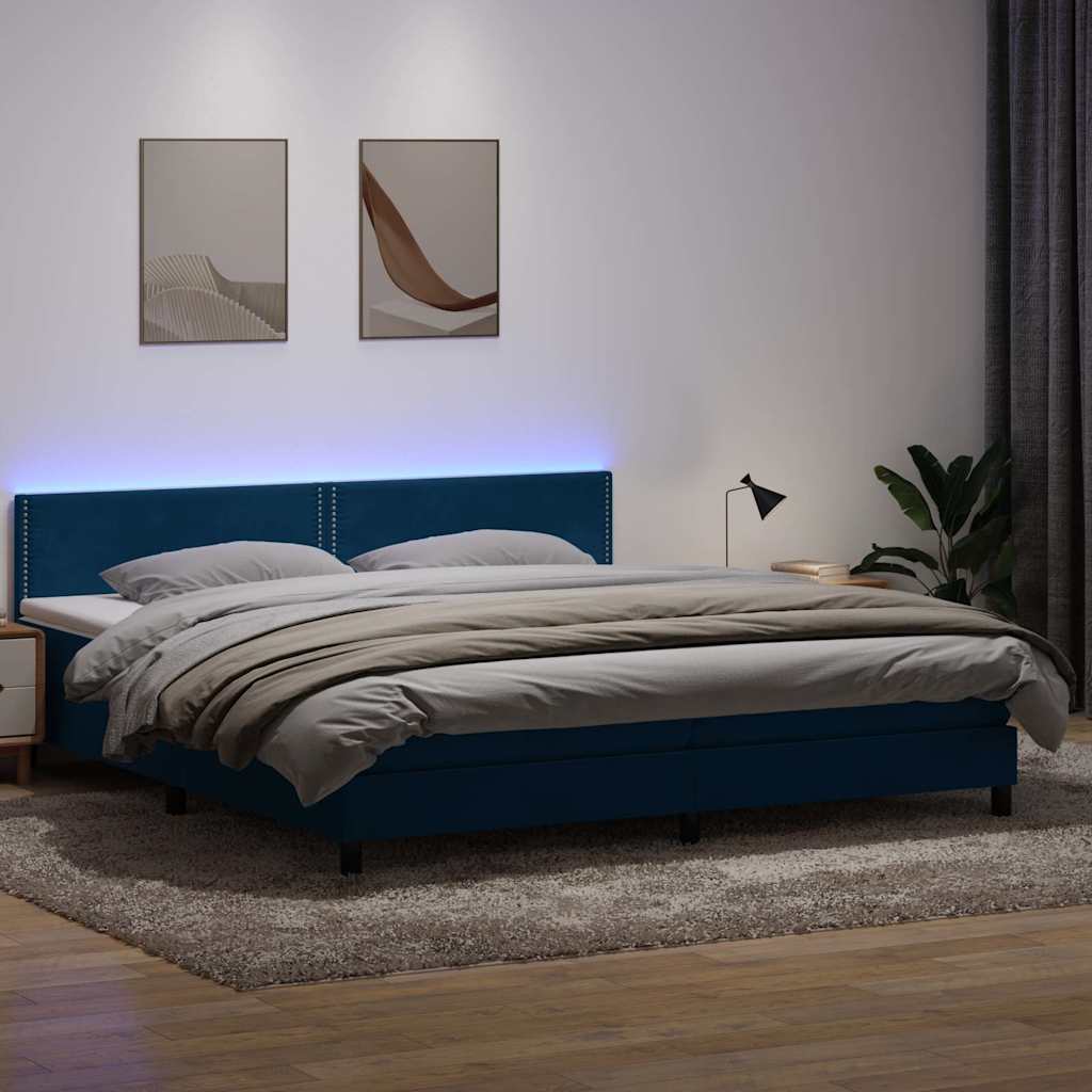 vidaXL Boxspring met matras en LED fluweel lichtgrijs 180x210 cm