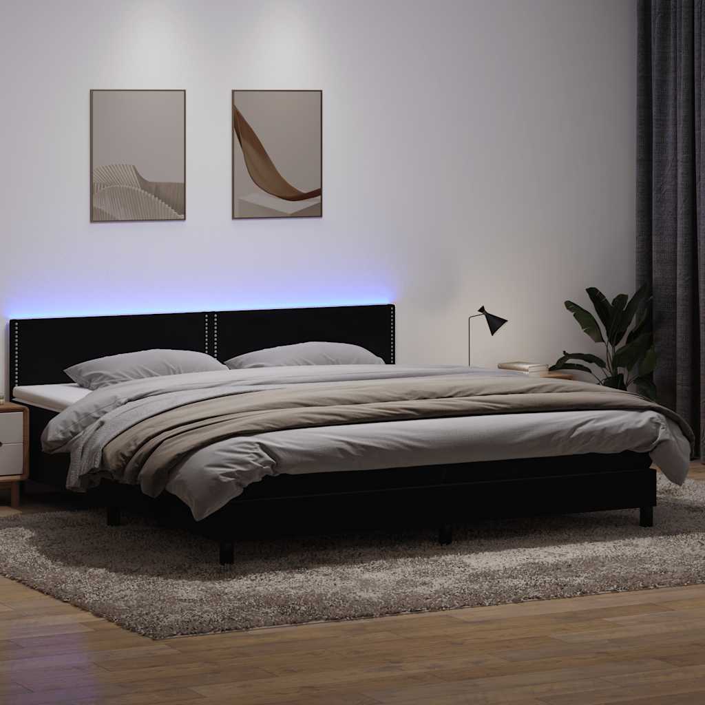 vidaXL Boxspring met matras en LED fluweel lichtgrijs 180x210 cm