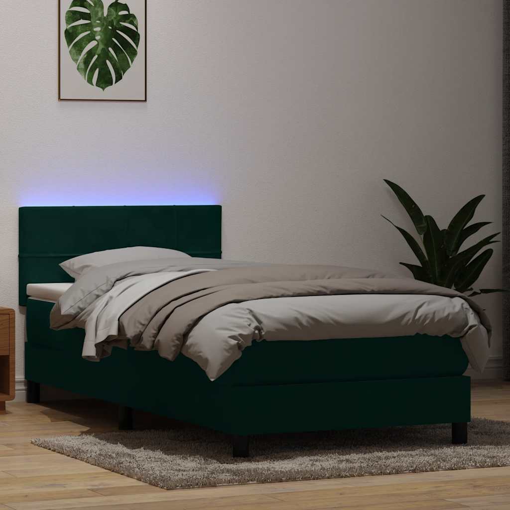 vidaXL Boxspring met matras en LED fluweel lichtgrijs 180x210 cm