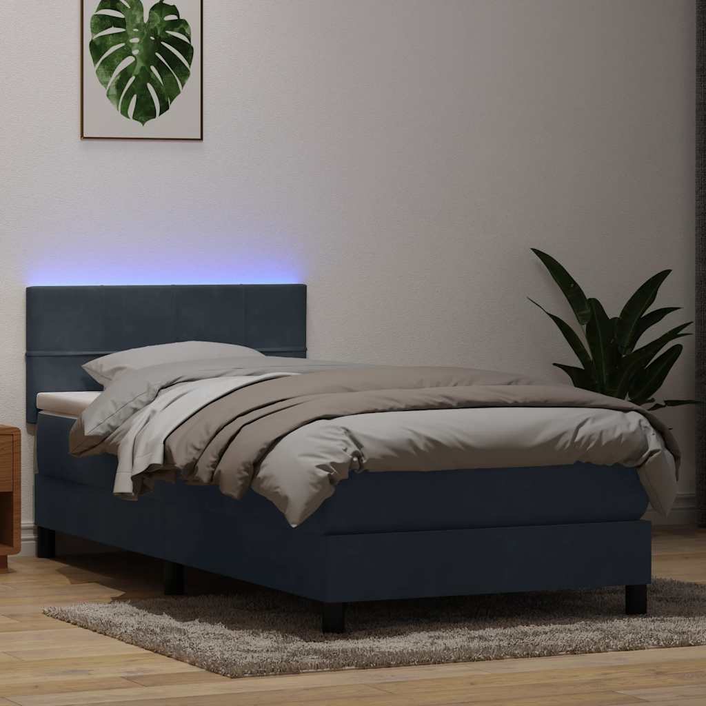 vidaXL Boxspring met matras en LED fluweel lichtgrijs 180x210 cm