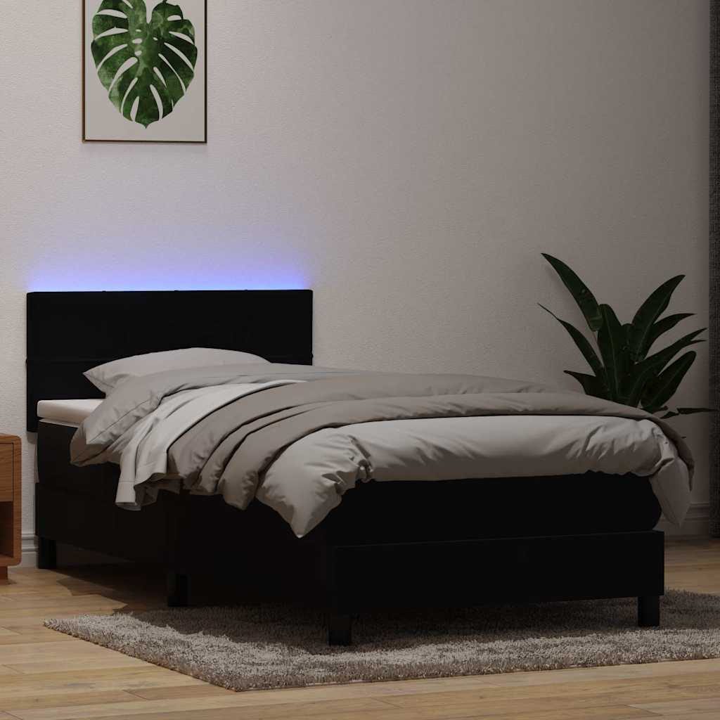 vidaXL Boxspring met matras en LED fluweel lichtgrijs 180x210 cm
