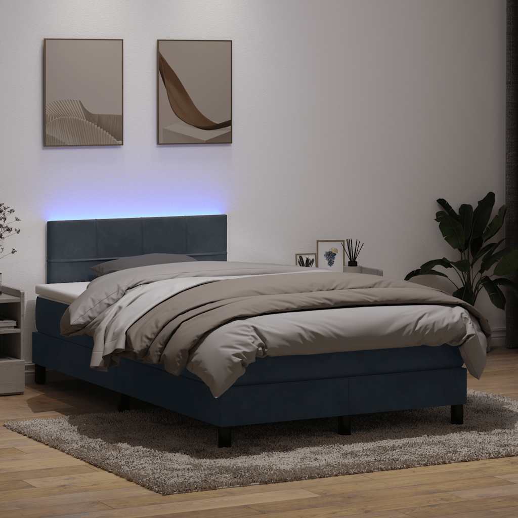 vidaXL Boxspring met matras en LED fluweel zwart 120x200 cm