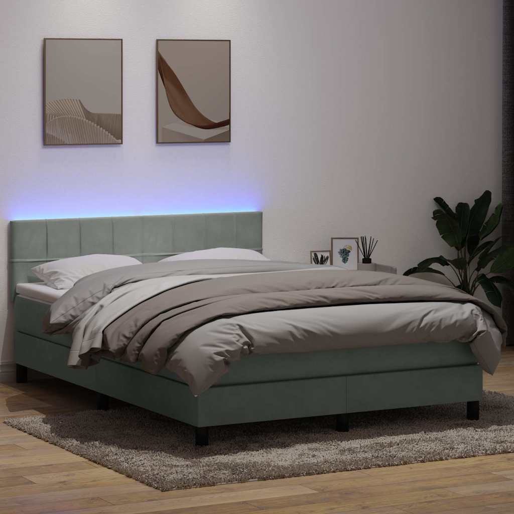 vidaXL Boxspring met matras en LED fluweel zwart 120x200 cm