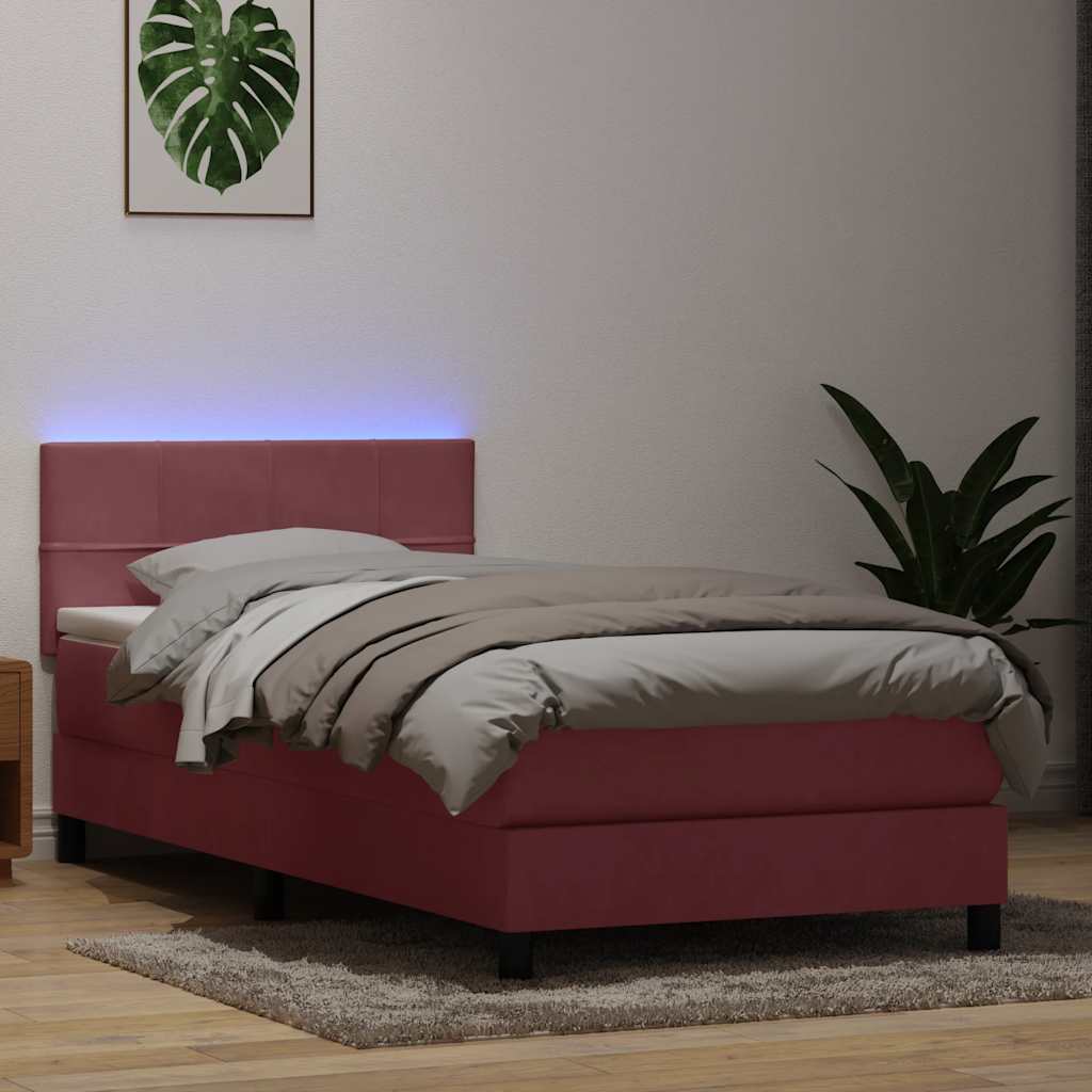 vidaXL Boxspring met matras en LED fluweel zwart 120x200 cm