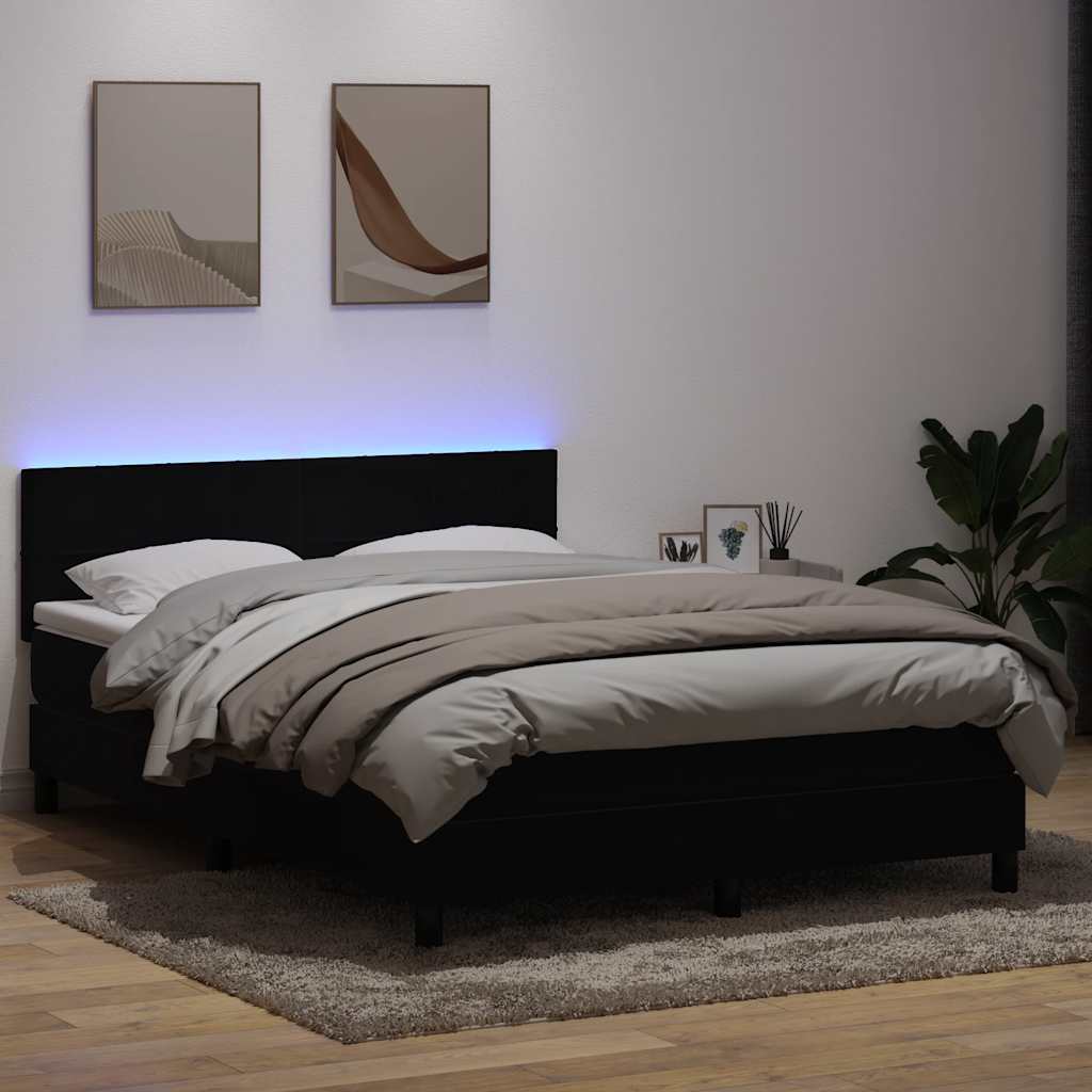 vidaXL Boxspring met matras en LED fluweel zwart 120x200 cm