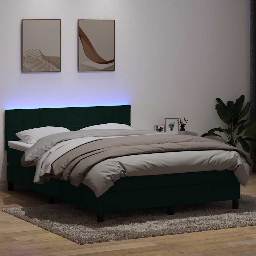 vidaXL Boxspring met matras en LED fluweel zwart 120x200 cm