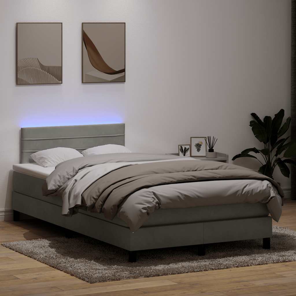 vidaXL Boxspring met matras en LED fluweel zwart 120x200 cm