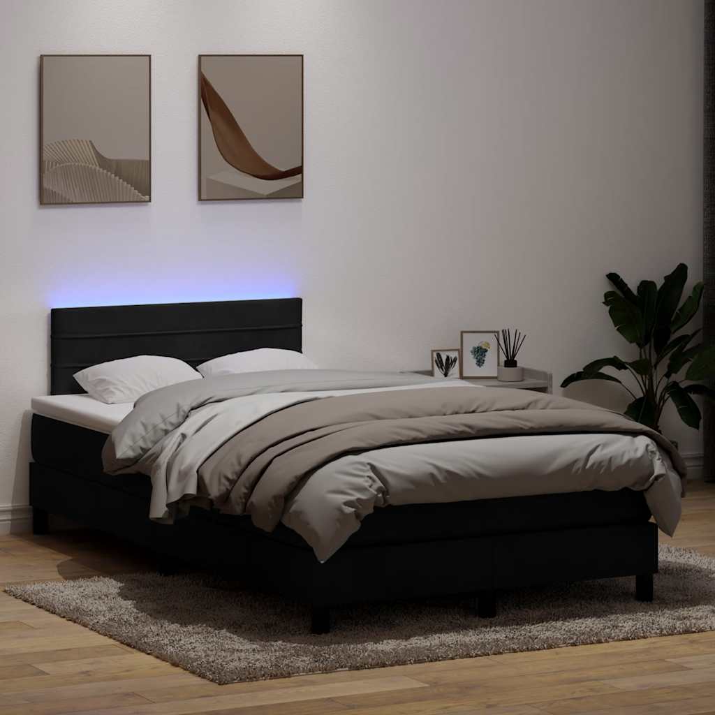 vidaXL Boxspring met matras en LED fluweel zwart 120x200 cm