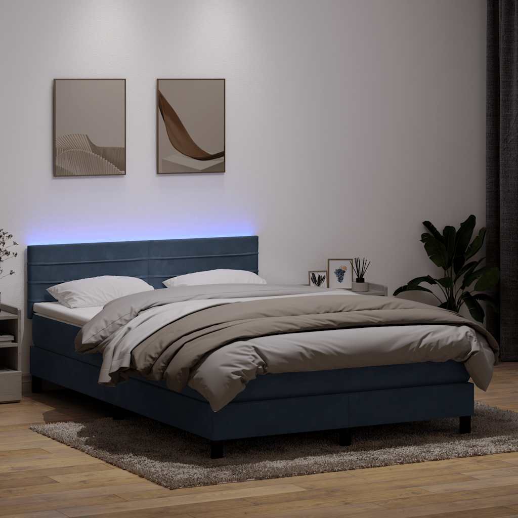 vidaXL Boxspring met matras en LED fluweel zwart 120x200 cm