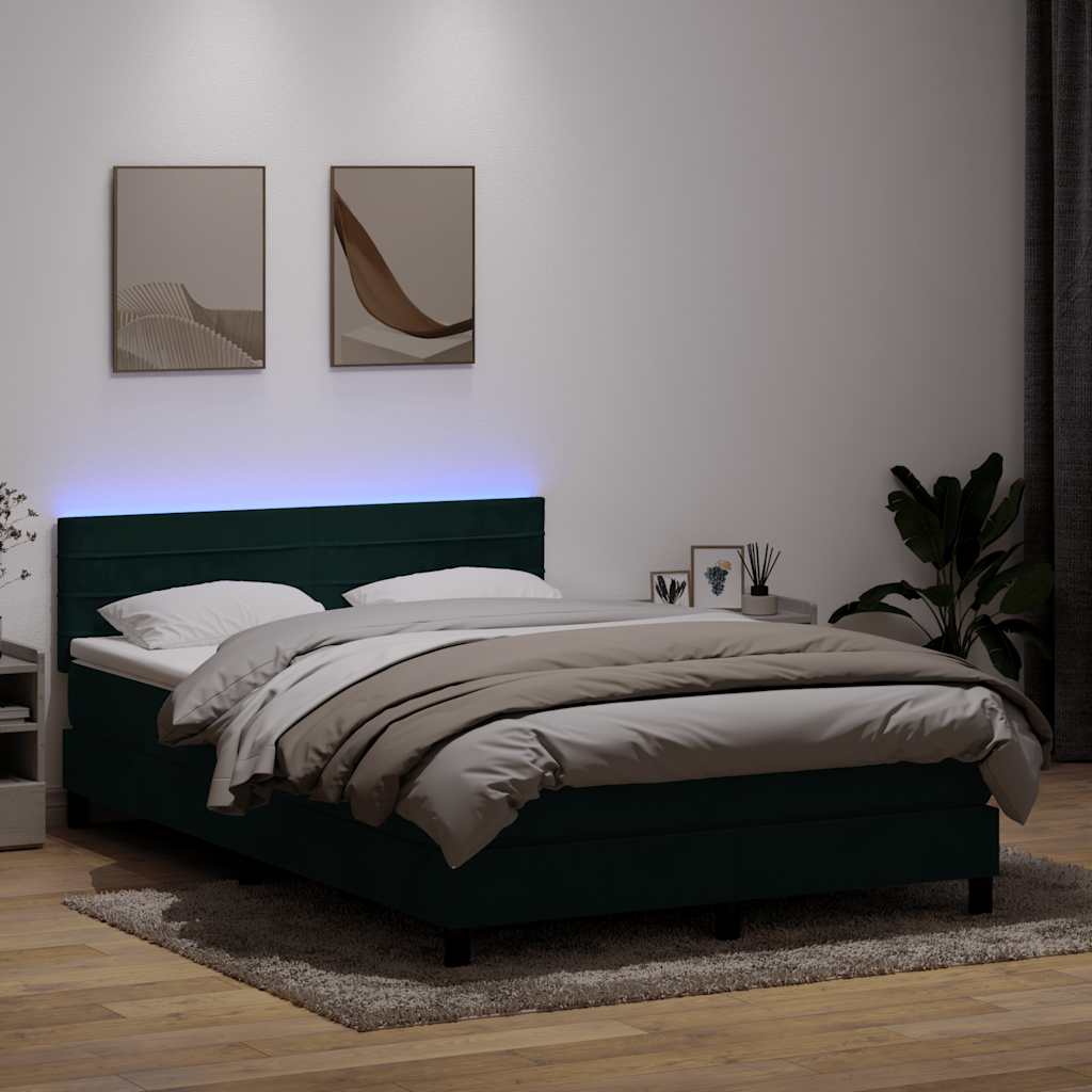 vidaXL Boxspring met matras en LED fluweel zwart 120x200 cm