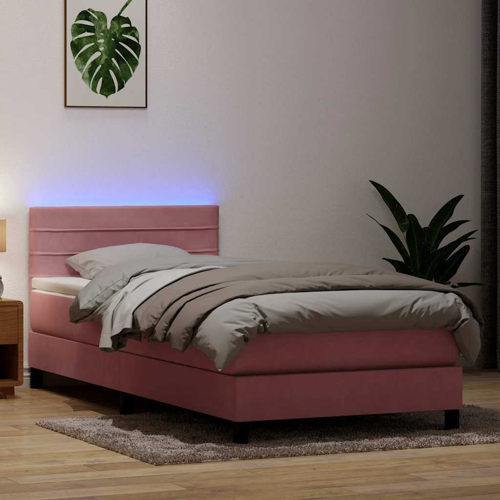 vidaXL Boxspring met matras en LED fluweel zwart 120x200 cm