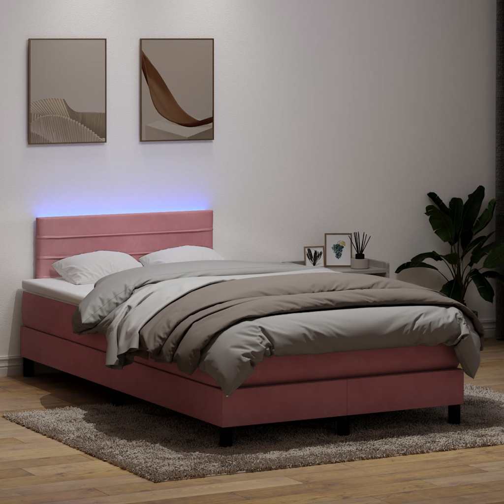 vidaXL Boxspring met matras en LED fluweel zwart 120x200 cm