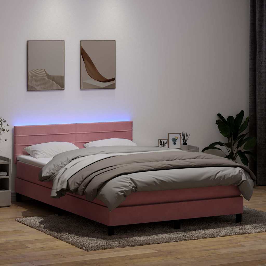vidaXL Boxspring met matras en LED fluweel zwart 120x200 cm