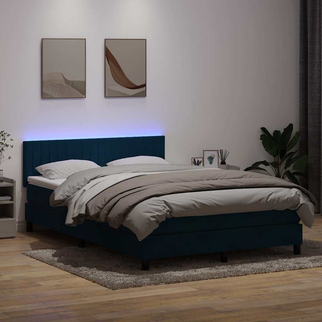 vidaXL Boxspring met matras en LED fluweel lichtgrijs 180x210 cm