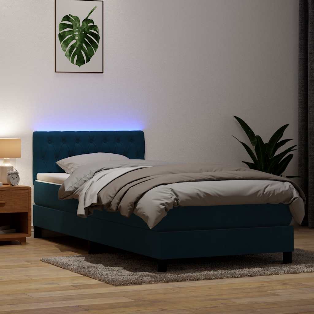 vidaXL Boxspring met matras en LED fluweel zwart 120x200 cm