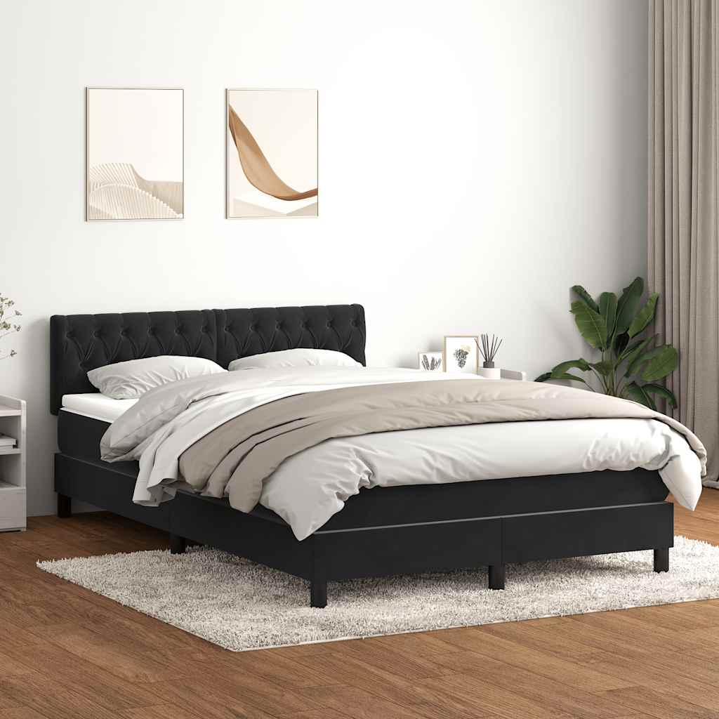 vidaXL Boxspring met matras en LED fluweel zwart 120x200 cm