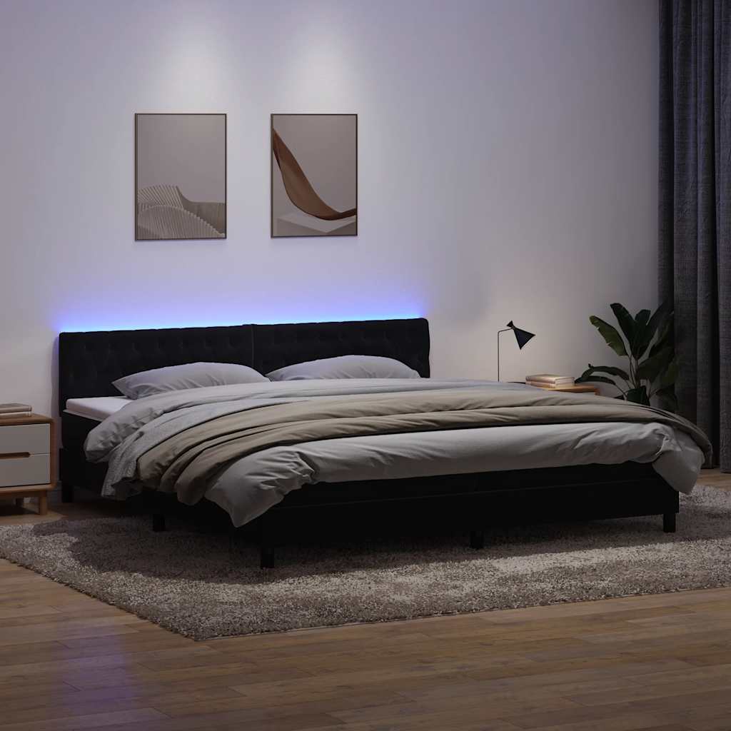 vidaXL Boxspring met matras en LED fluweel zwart 120x200 cm