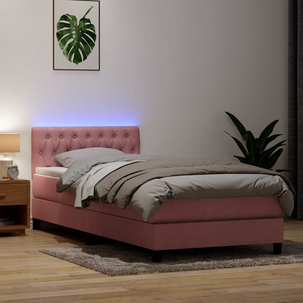 vidaXL Boxspring met matras en LED fluweel zwart 120x200 cm