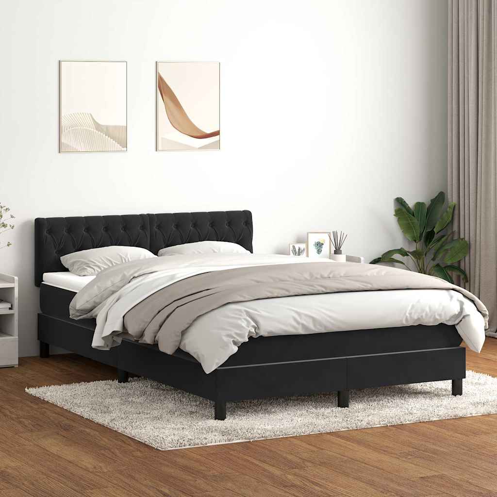 vidaXL Boxspring met matras en LED fluweel zwart 120x200 cm