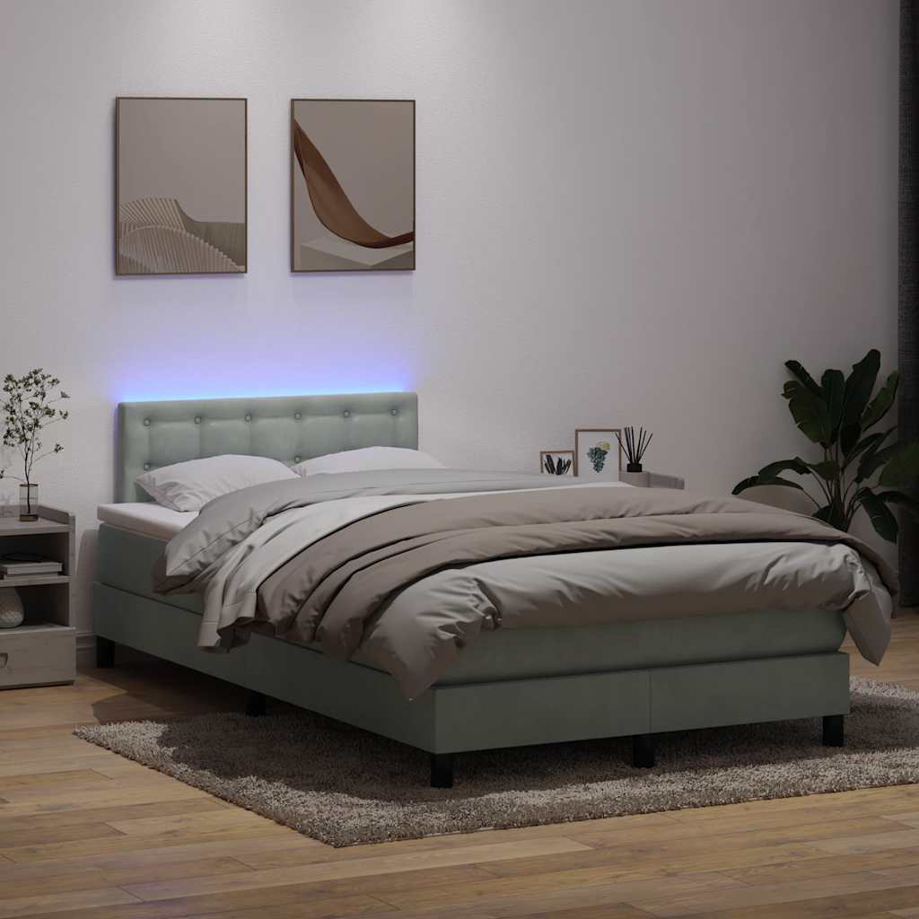 vidaXL Boxspring met matras en LED fluweel zwart 120x200 cm