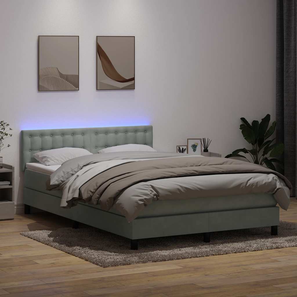 vidaXL Boxspring met matras en LED fluweel zwart 120x200 cm