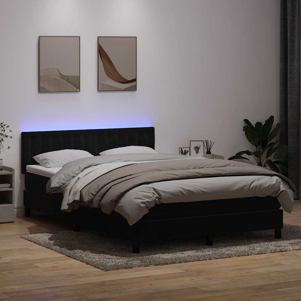 vidaXL Boxspring met matras en LED fluweel zwart 120x200 cm
