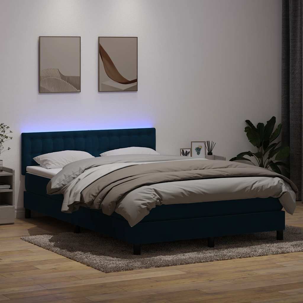 vidaXL Boxspring met matras en LED fluweel zwart 120x200 cm