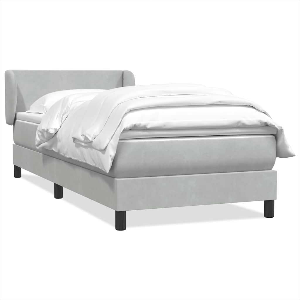 vidaXL Boxspring met matras fluweel lichtgrijs 80x210 cm