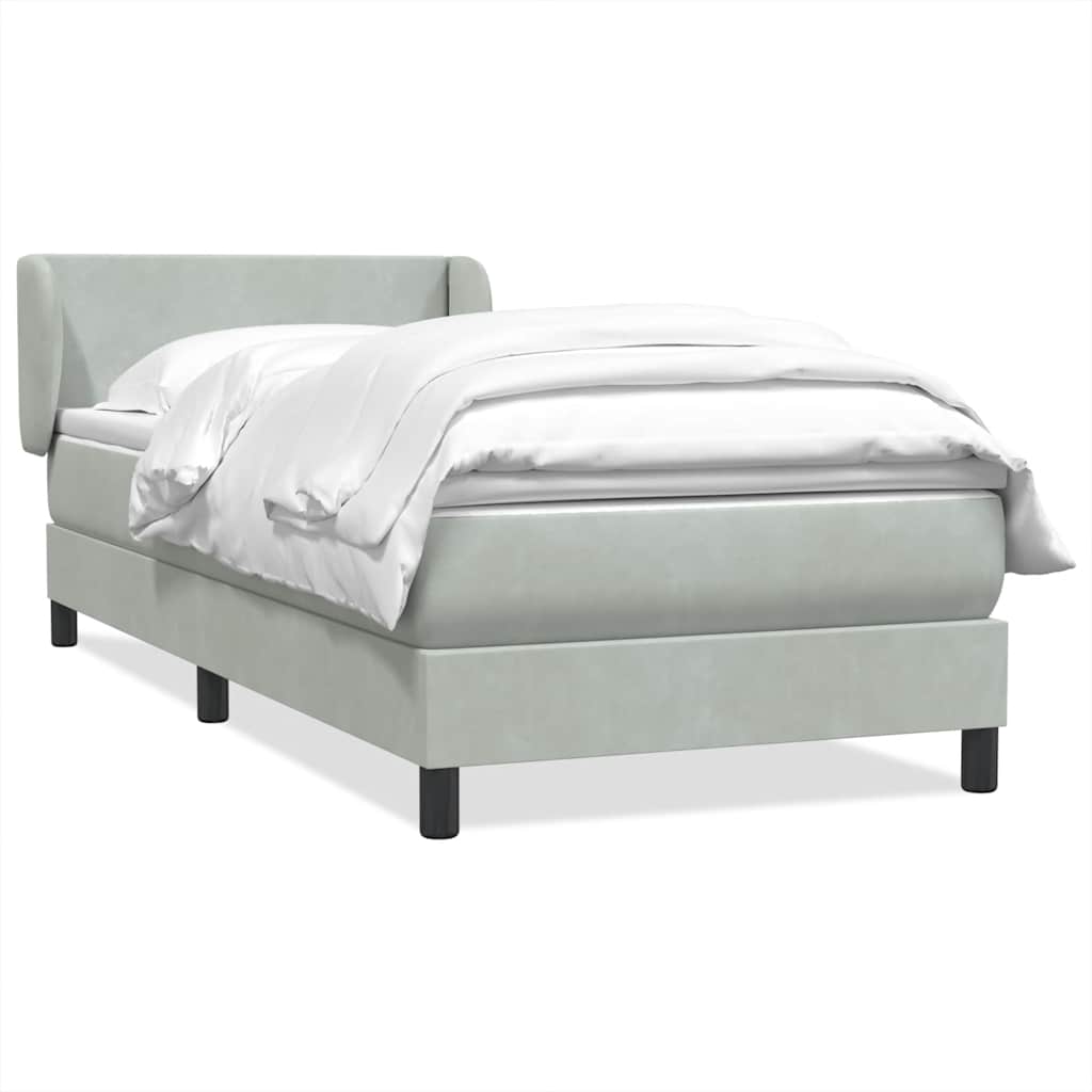 vidaXL Boxspring met matras fluweel lichtgrijs 80x210 cm