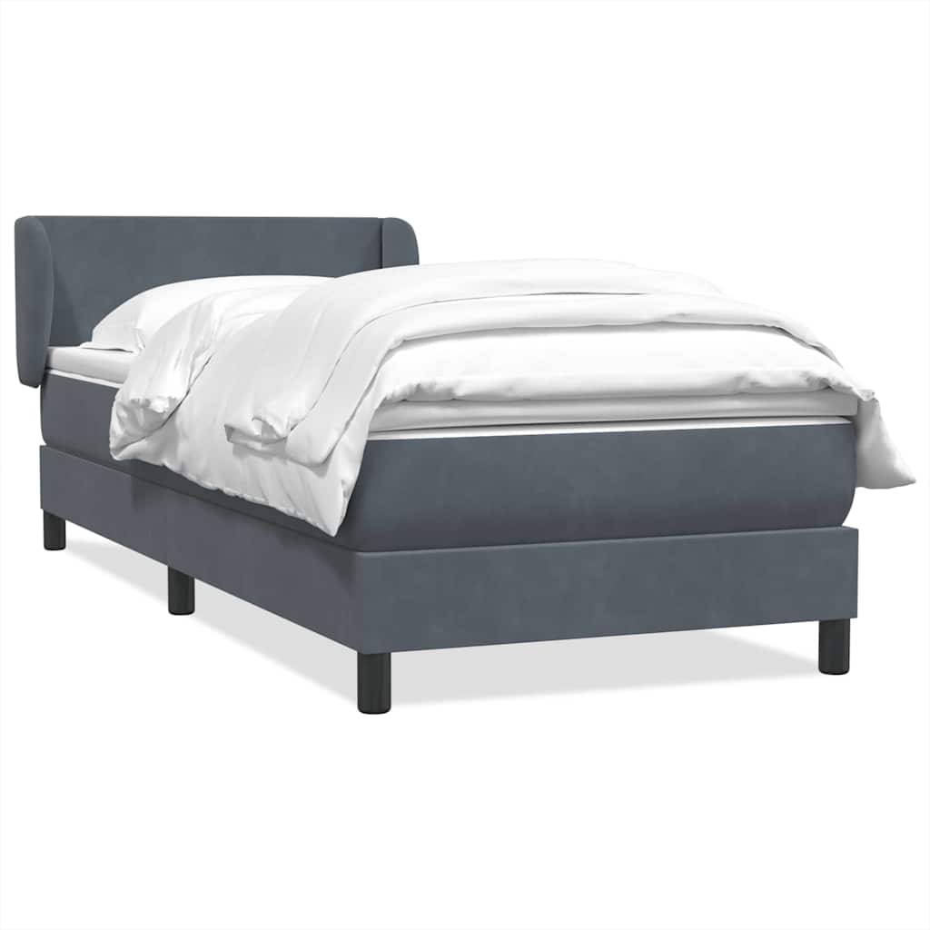 vidaXL Boxspring met matras fluweel lichtgrijs 80x210 cm