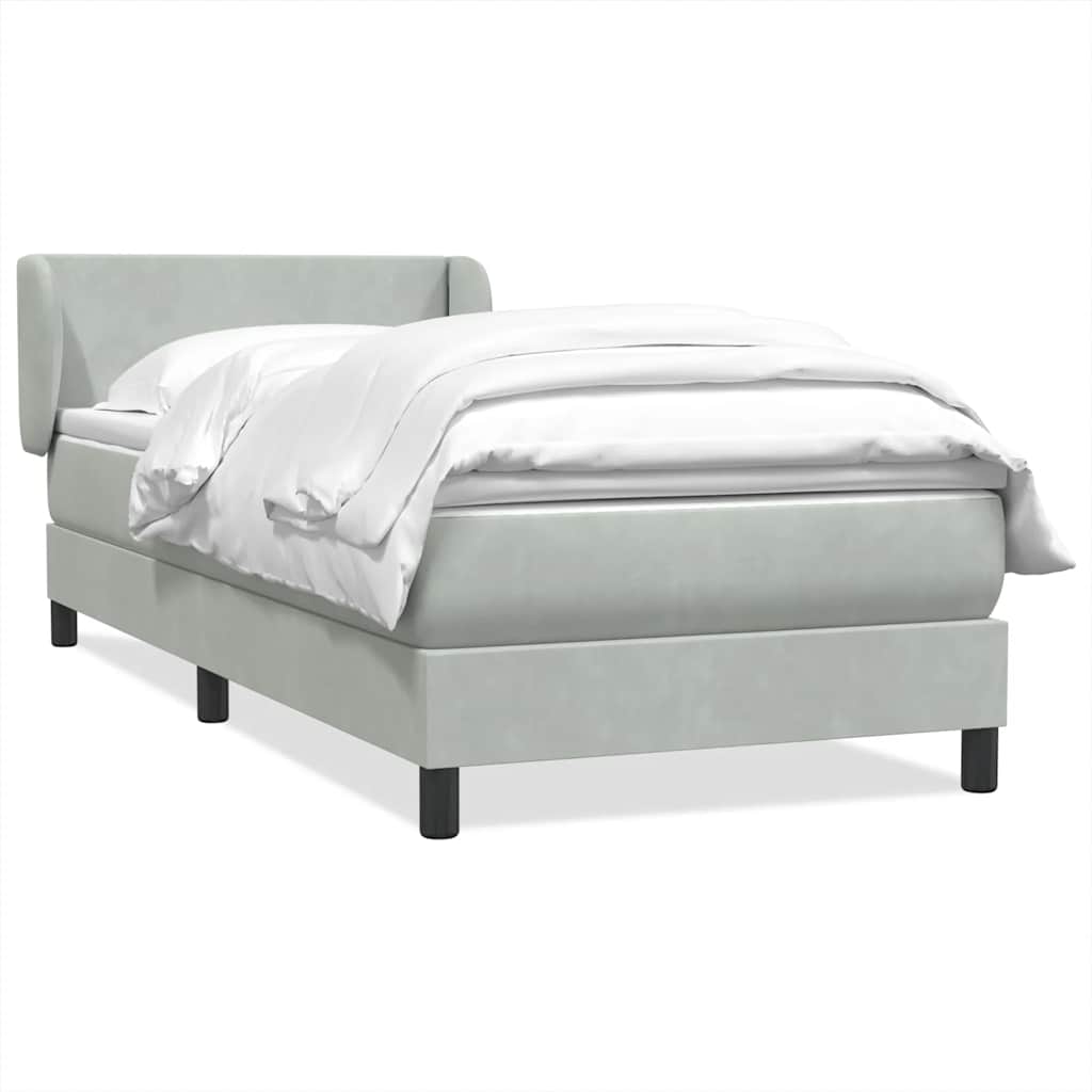 vidaXL Boxspring met matras fluweel lichtgrijs 80x210 cm