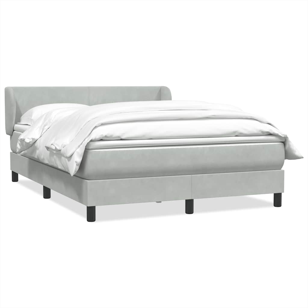 vidaXL Boxspring met matras fluweel lichtgrijs 80x210 cm