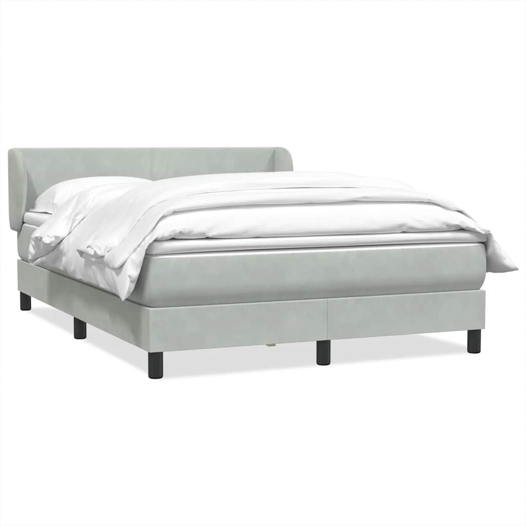 vidaXL Boxspring met matras fluweel lichtgrijs 80x210 cm