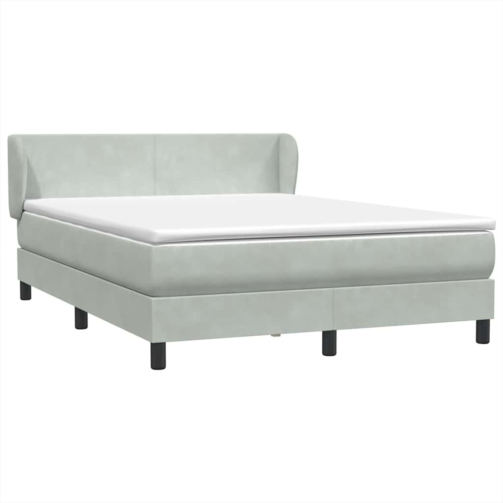 vidaXL Boxspring met matras fluweel lichtgrijs 80x210 cm