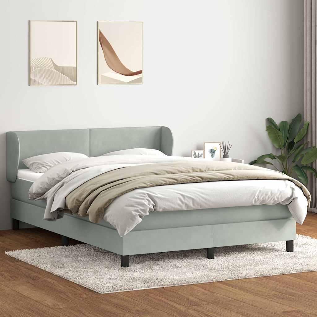 vidaXL Boxspring met matras fluweel lichtgrijs 80x210 cm