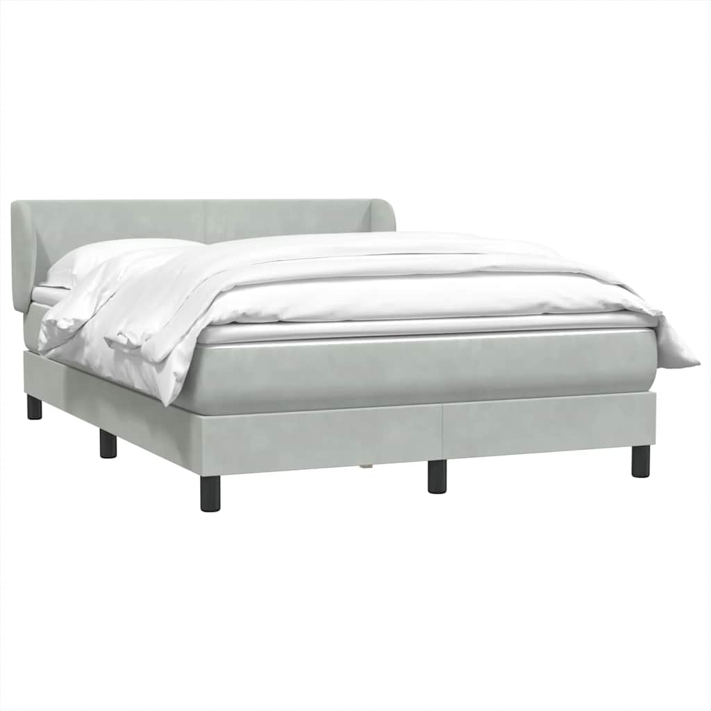 vidaXL Boxspring met matras fluweel lichtgrijs 80x210 cm