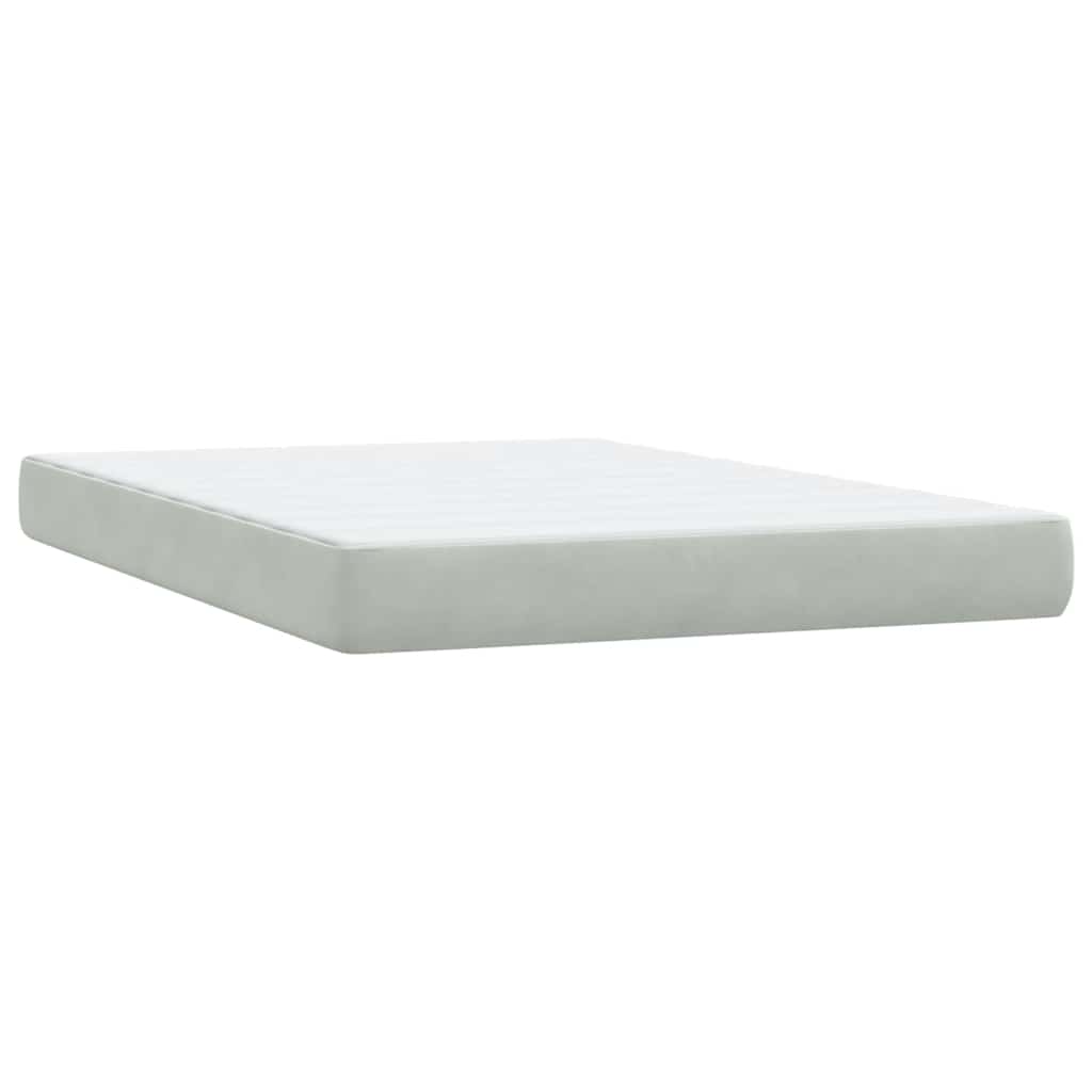 vidaXL Boxspring met matras fluweel lichtgrijs 80x210 cm