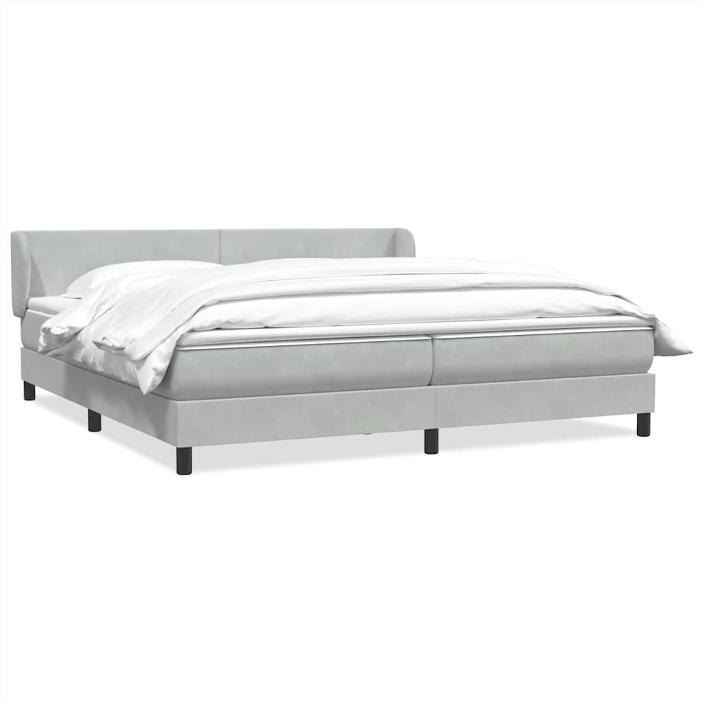 vidaXL Boxspring met matras fluweel lichtgrijs 80x210 cm
