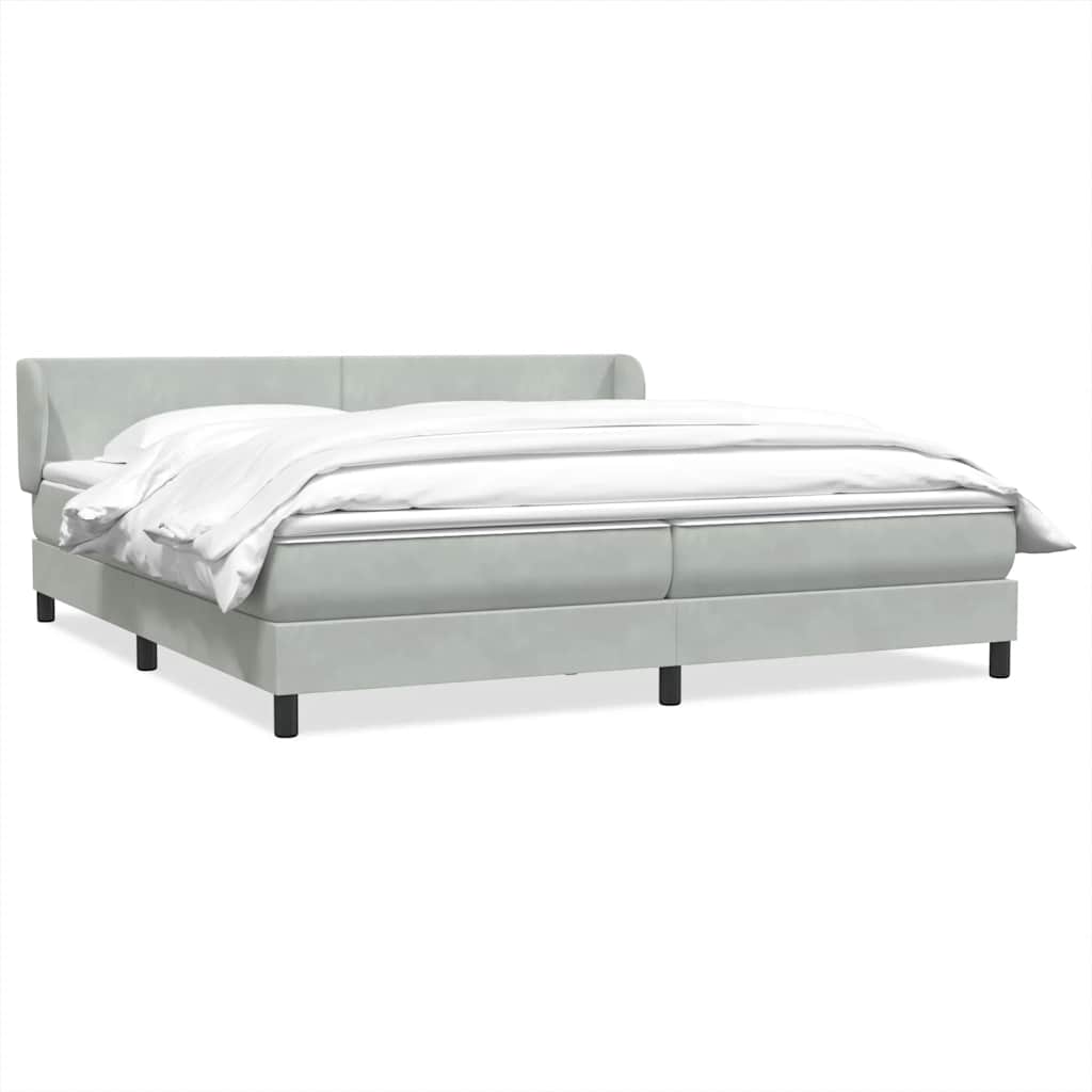 vidaXL Boxspring met matras fluweel lichtgrijs 80x210 cm