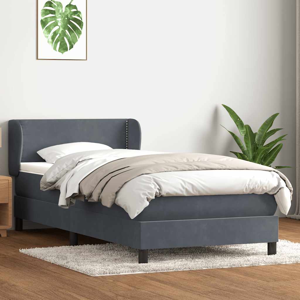 vidaXL Boxspring met matras fluweel lichtgrijs 80x210 cm