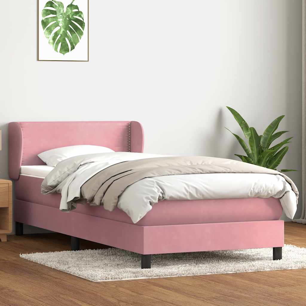 vidaXL Boxspring met matras fluweel lichtgrijs 80x210 cm