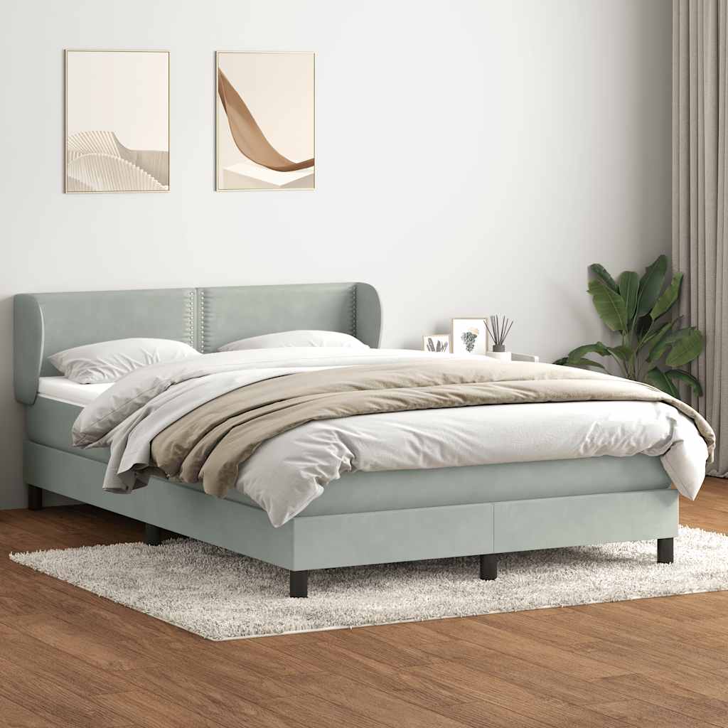 vidaXL Boxspring met matras fluweel lichtgrijs 80x210 cm