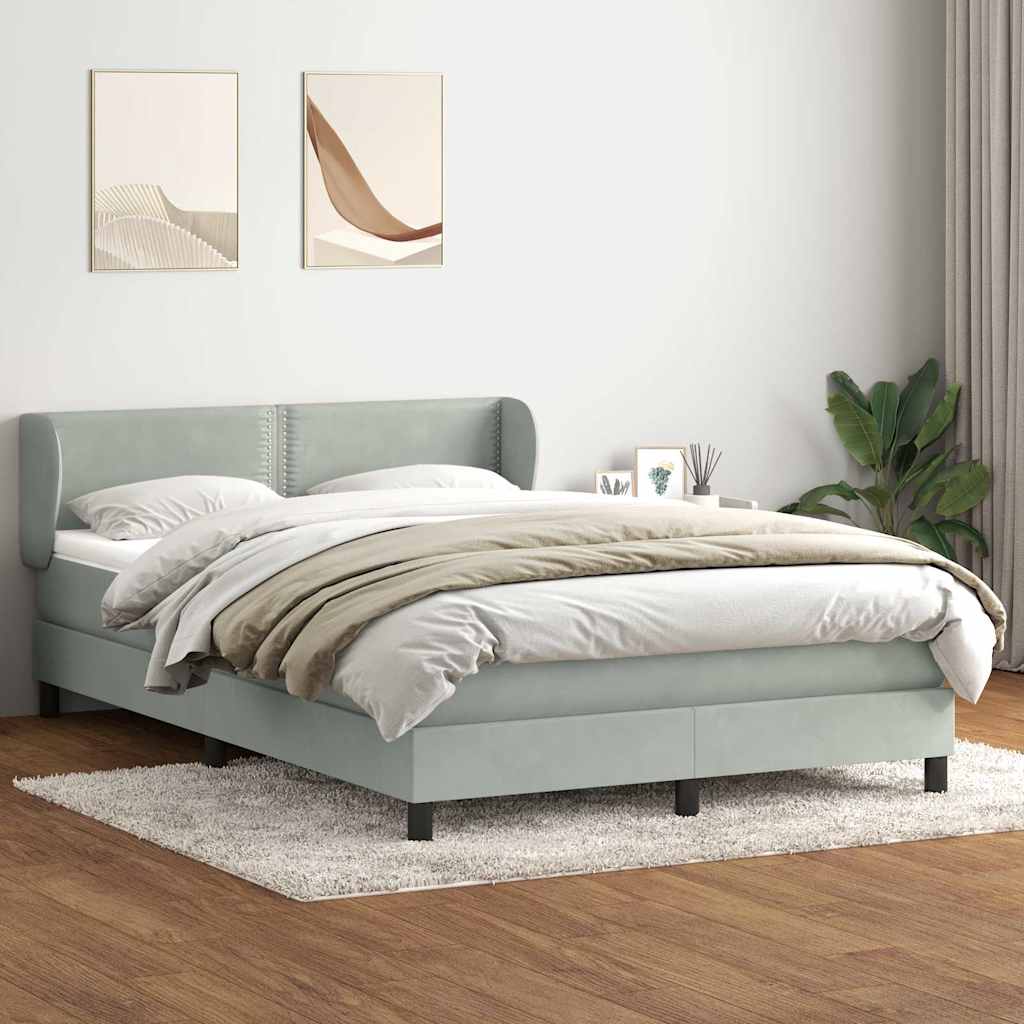 vidaXL Boxspring met matras fluweel lichtgrijs 80x210 cm