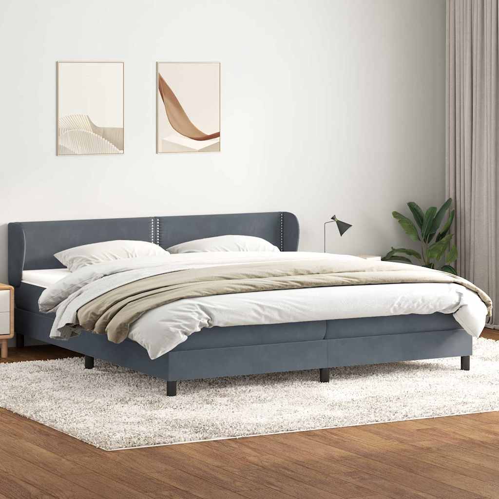 vidaXL Boxspring met matras fluweel lichtgrijs 80x210 cm