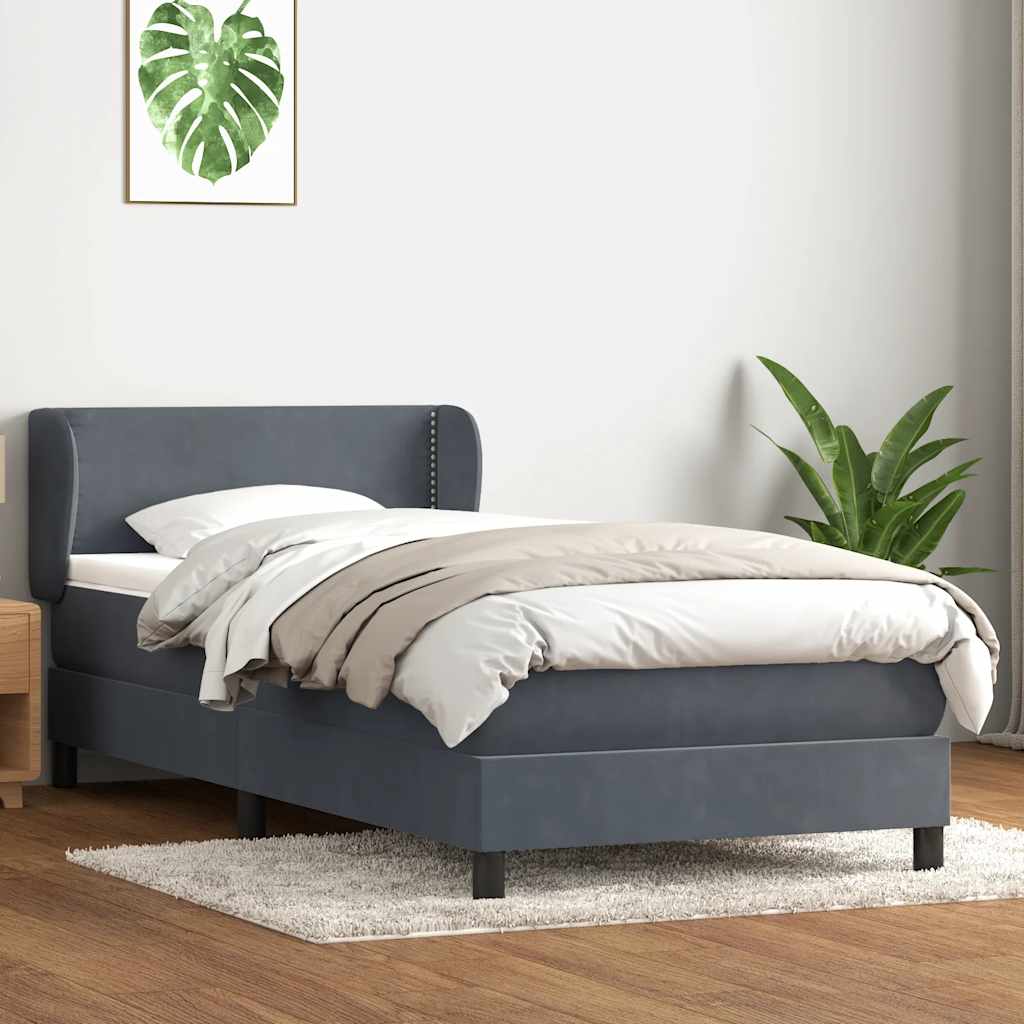 vidaXL Boxspring met matras fluweel lichtgrijs 80x210 cm