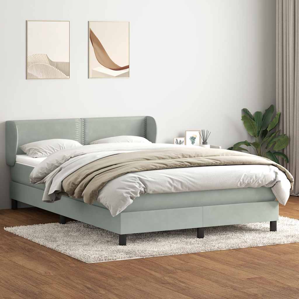 vidaXL Boxspring met matras fluweel lichtgrijs 80x210 cm