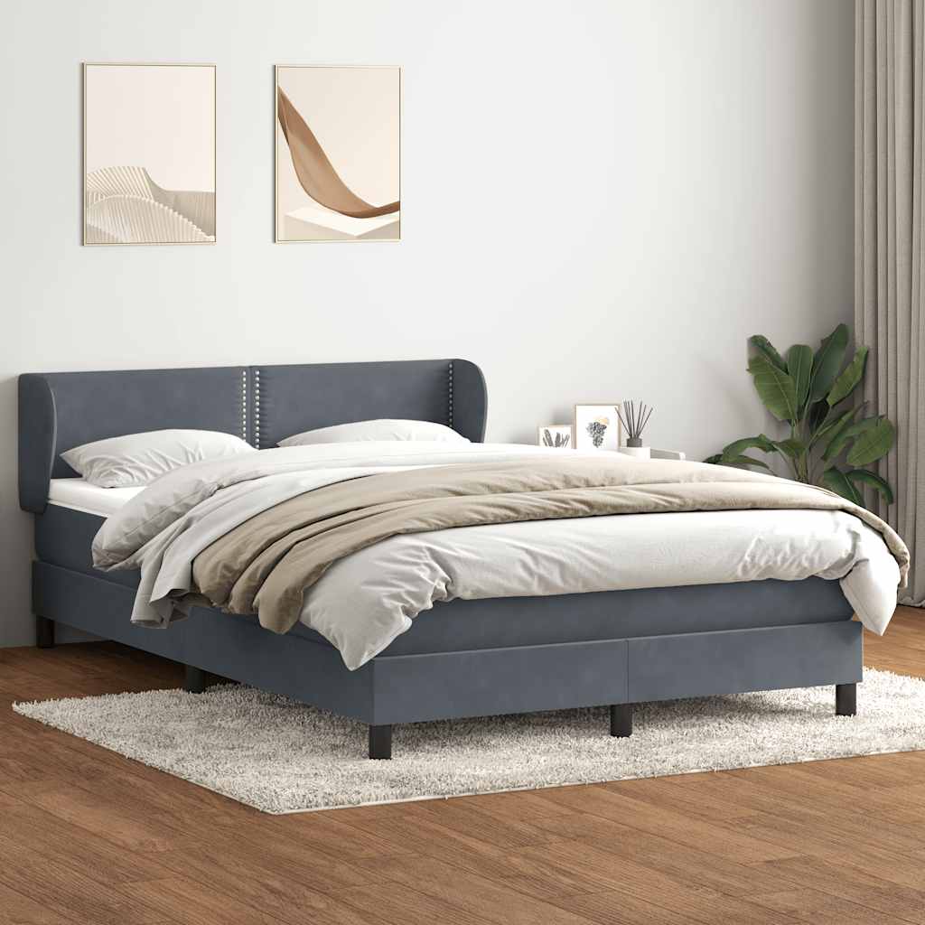 vidaXL Boxspring met matras fluweel lichtgrijs 80x210 cm